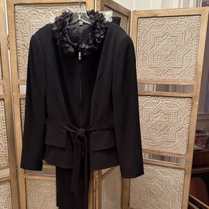 Basler Elegant Black Blazer and matching Basler pants  with Floral Collar